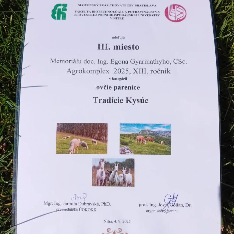 Ocenenie z Memoriálu doc. Ing. Egona Gyarmathyho na Agrokomplexe 2025