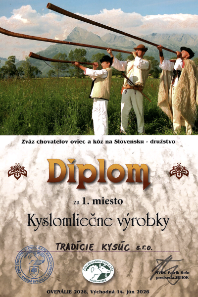 Diplom - Kyslomliecnevyrobky - TradicieKysuc